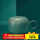 萬(wàn)仟堂（Edenus）辦公杯 陶瓷水杯馬克杯女 創(chuàng  )意蘋(píng)果造型 防塵帶蓋大容量水杯 古綠釉 1杯 245ml