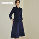 ROEYSHOUSE 羅衣知性純色套裝女秋冬新款通勤修身外套半身裙兩件套07257 深藍色 M