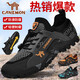 領(lǐng)航駱駝男鞋2024夏季新款透氣休閑網(wǎng)面鞋男士戶外運(yùn)動(dòng)防滑耐磨涉水溯溪鞋 灰色 40