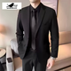 雀之音西服套裝男士青年韓版修身外套黑白休閑商務(wù)職業(yè)正裝西服四件套 單件西服外套 4XL 175-190斤