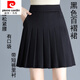 皮爾卡丹（pierre cardin）百褶裙半身裙2024新款春秋小個(gè)子百搭高腰黑色顯瘦減齡短裙A字裙 黑色（松緊腰款） 2XL 建議120-130斤
