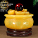 合善緣天然黃玉聚寶盆擺件招財(cái)聚財(cái)玄關(guān)客廳財(cái)位裝飾開業(yè)禮品玉石大元寶 鴻運(yùn)當(dāng)頭套裝聚寶盆16厘米
