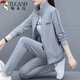 啄木鳥(niǎo)休閑運動(dòng)套裝女春秋季衛衣女2025年新款洋氣中年女裝 灰色不加絨三件套 L _95/110斤