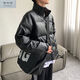 尚明倫 新款冬季復(fù)古立領(lǐng)寬松棉衣外套男韓版加厚面包服潮黑色皮衣棉襖 黑色 L