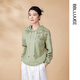粉藍衣櫥2024秋冬新款復古連帽上衣女【國風(fēng)刺繡衛衣】5A3Z823 青竹綠 M