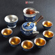 辰軒瓷業(yè)景德鎮(zhèn)青花瓷茶具純銀日式家用鑲銀功夫茶具套裝側(cè)把壺陶瓷茶杯子 青花瓷純銀茶具套裝