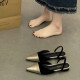 DWVIVI UR平底法式低跟黑色包头凉鞋仙女鞋2023新款春夏季一脚蹬尖头小单鞋 金色 37