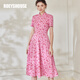 ROEYSHOUSE羅衣新中式中國風(fēng)花色大擺連衣裙女夏季新款立領(lǐng)收腰裙子08851 花色 L