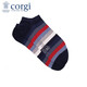 CORGI柯基英國進(jìn)口男女船襪薄款多色條紋休閑親膚精梳棉手工短襪七夕禮 Navy 男款39-43