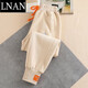 LNAN休閑運動(dòng)褲女學(xué)生春秋新款韓版百搭潮冬季加絨寬松顯瘦束腳衛褲 杏色【加絨】 XL 建議115-130斤