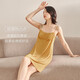 覓絲（Agentmuse）裸感睡衣女莫代爾吊帶睡裙裹胸防凸點(diǎn)防走光家居服590鵝黃色XL