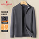 夢(mèng)特嬌（MONTAGUT）針織衫秋冬男立領(lǐng)開(kāi)衫加絨加厚保暖中青年時(shí)尚外套毛衣 灰色 XL