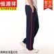 恒源祥校服褲子春秋冬款運(yùn)動(dòng)褲男女初高中生一道杠寬邊寬松直筒校褲 8811南韓絲深藍(lán)紅杠1CM XL 【172-177】CM/150斤左右