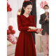 蘇洛琳（SULUOLIN）2025年春天秋冬季新款女士裝長(zhǎng)袖紅色連衣裙子氣質(zhì)訂婚敬酒禮服衣 酒紅色長(zhǎng)袖 L 108-118斤