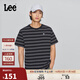 Lee商場(chǎng)同款25新品舒適版圓領(lǐng)條紋Logo徽標男短袖T恤