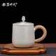 銀器時代 銀杯子純銀999錘紋蓮摘茶缸杯帶蓋馬克杯辦公銀水杯茶杯 銀色帶蓋小款250克340毫升 足銀999+證書 禮盒包裝