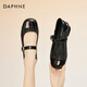 達芙妮粗跟瑪麗珍鞋女小香風(fēng)春季2024新款一字帶伴娘鞋單鞋學(xué)生皮鞋 黑色 2.5cm 37 (235mm) 標準碼