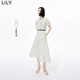 LILY夏新款女裝復古浪漫波點(diǎn)別致洋氣壓褶氣質(zhì)垂感高腰連衣裙 612奶白 L