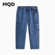 馬騎頓（MQD）童裝男大童24春學(xué)院風(fēng)潮酷休閑牛仔長(cháng)褲 中牛仔藍 130