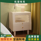 杭茜實(shí)木床頭柜長(cháng)虹玻璃現代簡(jiǎn)約臥室小型法式奶油風(fēng)白色床邊幾置物柜