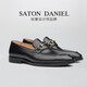 【高端手工內縫線(xiàn)系列】SATON男士樂(lè )福鞋個(gè)性馬銜扣Patina擦色水染牛皮便士套腳懶人休閑一腳蹬 黑色 42