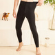 犇業(yè)新款暖姜秋褲帶護膝雙面磨毛彈力修身加絨單層長(cháng)褲保暖褲Q9690-91 Q9690黑灰 XL