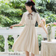 戀的新款連衣裙夏季女生裙子夏天學生小個子高中初中生衣服2023中長裙 時尚韓版杏色 均碼