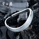 云金麗 銀手鐲女款手工簡(jiǎn)約時(shí)尚開(kāi)口999足銀手鐲送女友老婆生日禮物 逆流【56mm,40g】