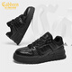 卡賓休閑鞋男鞋秋季潮流新款厚底休閑鞋男百搭增高運動(dòng)鞋子男皮面潮鞋 黑色 41