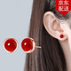 timebetter 瑪瑙耳釘女圓形簡(jiǎn)約銀耳環(huán)小眾高級感本命年紅色銀耳圈生日禮物 紅瑪瑙銀耳釘/瑪瑙約6mm 默認40