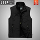 JEEP SPIRIT春秋馬甲男士戶(hù)外坎肩休閑背心男裝寬松大碼速干工裝立領(lǐng)馬夾外套 黑色 2XL