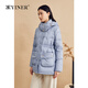 音兒（YINER）【云朵0壓感】YINER音兒專(zhuān)選女裝冬季水貂毛條口袋連帽短款羽絨服 天藍 S