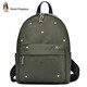 暇步士（Hush Puppies）雙肩包女情侶款男女通用帆布背包韓版學(xué)院風(fēng)女士包包書(shū)包休閑女包 軍綠色女款