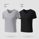 必行（bisual）男士純棉短袖t恤運動(dòng)打底衫男無(wú)痕內衣V領(lǐng)緊身背心透氣吸汗衫男 短袖（銀灰+黑色） 3XL （適合160-190斤）