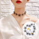 寶夏悅鎖骨鏈韓國choker項圈女潮頸帶脖鏈網(wǎng)紅脖子飾品短款頸鏈項鏈 7#黑色鏤空花朵
