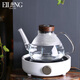 EILONG宜龍感溫式溫度顯示耐熱玻璃菊瓣提梁燒水壺煮水泡茶壺過濾煮茶器 感溫式玻璃燒水壺(1200ml)