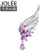 JOLEE胸針紫水晶S925銀胸花時尚鳳凰別針國風飾品送女士禮物一物一證
