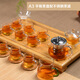 雅輊茗品透明玻璃茶具套裝家用功夫茶杯客廳小套辦公室會(huì )客現代簡(jiǎn)約花茶壺 A3平板竹盤(pán)配不銹鋼茶慮茶具套裝