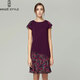 名師路品牌女裝夏裝歐美街頭不規則下擺短袖印花連衣裙 4S52452紫色66 L