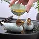 美到家 汝窯茶寵精品擺件創(chuàng)意茶具配件茶盤擺件金嘴守鶴鴨一對