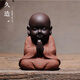 久造 六禪小沙彌擺件禪意小和尚 陶瓷中式客廳茶桌裝飾品復古擺設 玄關(guān)茶室茶道工藝品  彩陶忍辱小沙彌