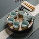 寧不凡（NINGBUFAN） 汝窯茶具套裝一壺二杯干泡茶具茶壺茶杯茶托小套裝 豆青 西施壺一壺四杯+陶瓷茶盤簡(jiǎn)裝