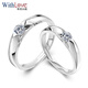 WithLove唯愛(ài)品越 白18K金鉆石情侶對(duì)戒指 時(shí)尚光面結(jié)婚鉆戒 比翼雙飛 【女戒】Pt950鉑金/20分/定制
