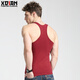 續點(diǎn)工字背心男純棉運動(dòng)健身緊身跨欄夏季健美訓練無(wú)袖馬拉松跑步背心 棗紅色 L (118-130斤左右)修身型