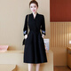 品匯菲大碼女裝連衣裙胖妹妹春秋季顯瘦加肥加大碼微胖mm時(shí)尚藏遮肉長(cháng)裙 黑色常規款893 XL 建議113-128斤