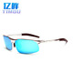 億眸新款男士鎂鋁合金駕駛鏡開(kāi)車(chē)偏光太陽(yáng)鏡男款釣魚(yú)騎行防曬眼鏡 銀框藍色片