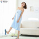 【贈干發(fā)帽】金號純棉浴巾浴裙裹胸加大加厚全棉可穿成人女浴巾抹胸汗蒸服浴袍 藍色