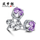筑夢(mèng)銀 皇冠925銀耳環(huán)銀韓版學(xué)生耳釘女士耳飾品情侶閨蜜禮物送女友 紫色皇冠耳釘