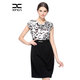 邢氏女裝  夏季新款假兩件拼接OL通勤短袖連衣裙拼接裙子 黑白花色 XL/42(170/100B)