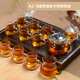雅輊茗品透明玻璃茶具套裝家用功夫茶杯客廳小套辦公室會(huì )客現代簡(jiǎn)約花茶壺 A2馬道茶盤(pán)配不銹鋼茶慮茶具套裝